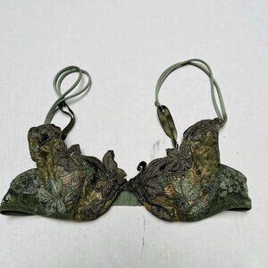 La Perla Floral Underwire Bra Green 34 Made in Italy